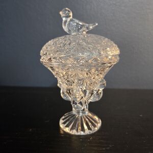 HOFBAUER BYRDES CRYSTAL Cut Glass Trinket Dish Bird  Jewelry Box